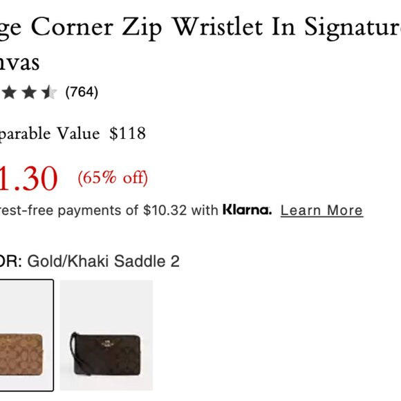 Coach Large Corner Zip Wristlet in Signature Canvas - Gold/Khaki - Picture 7 of 7